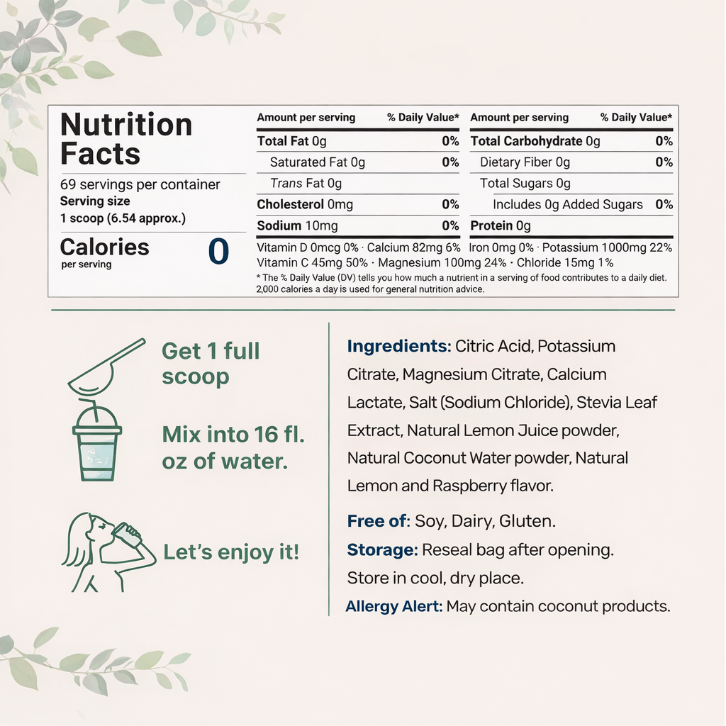 5 MONTH SUPPLY - Luvo Wellness Hydration Electrolytes Powder, 1lb